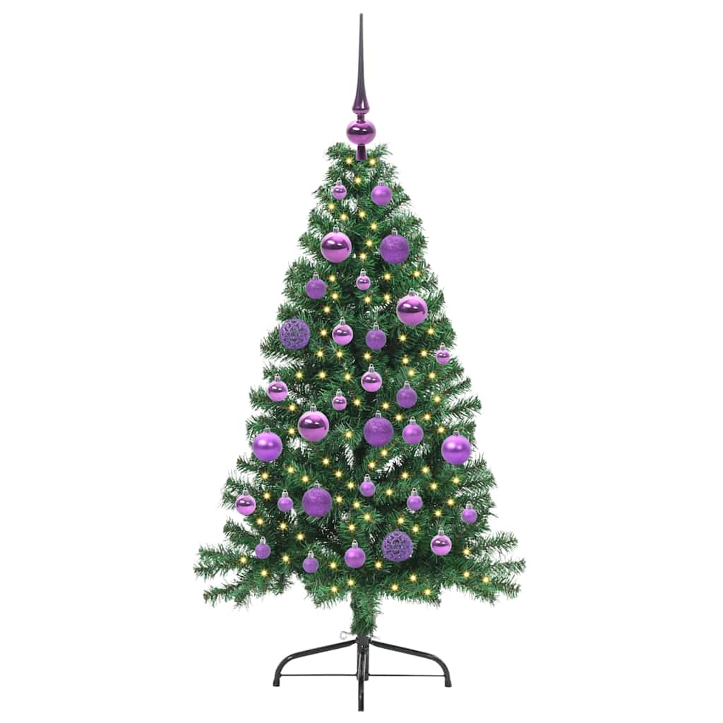 vidaXL Artificial Pre-lit Christmas Tree Green 120 cm PVC - 50457