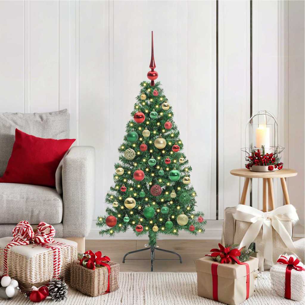 vidaXL Artificial Pre-lit Christmas Tree Green 120 cm PVC - 50477