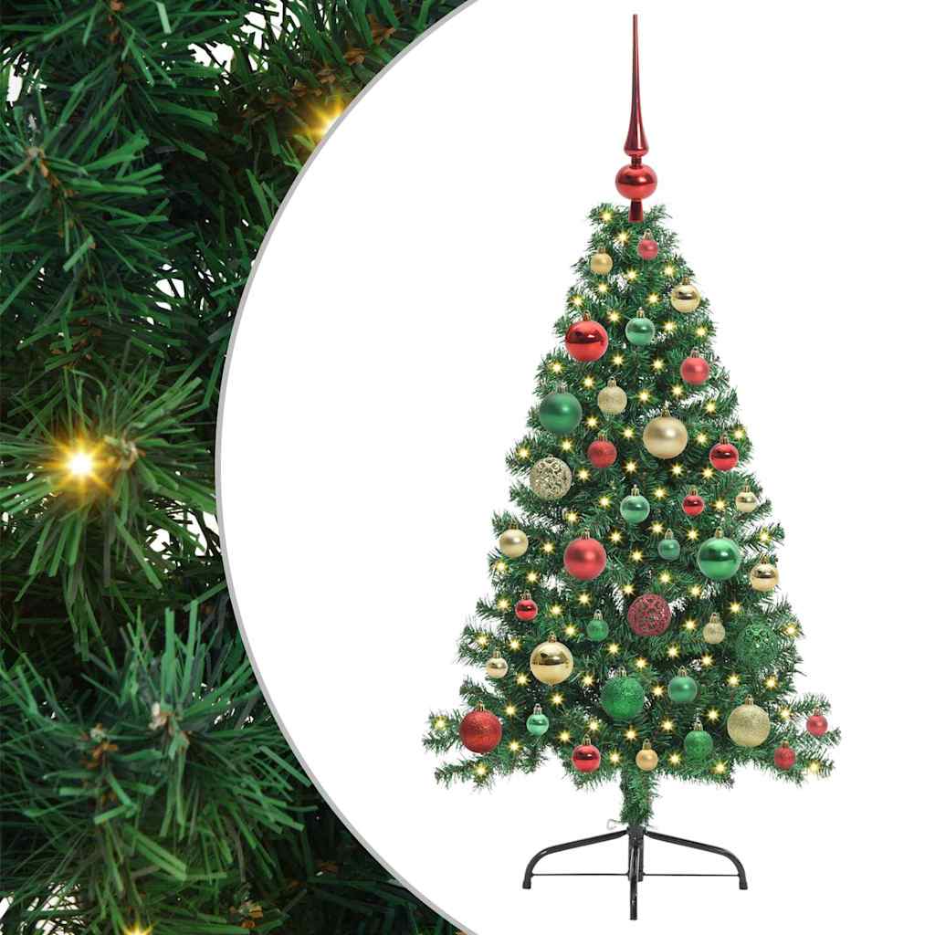 vidaXL Artificial Pre-lit Christmas Tree Green 120 cm PVC - 50477