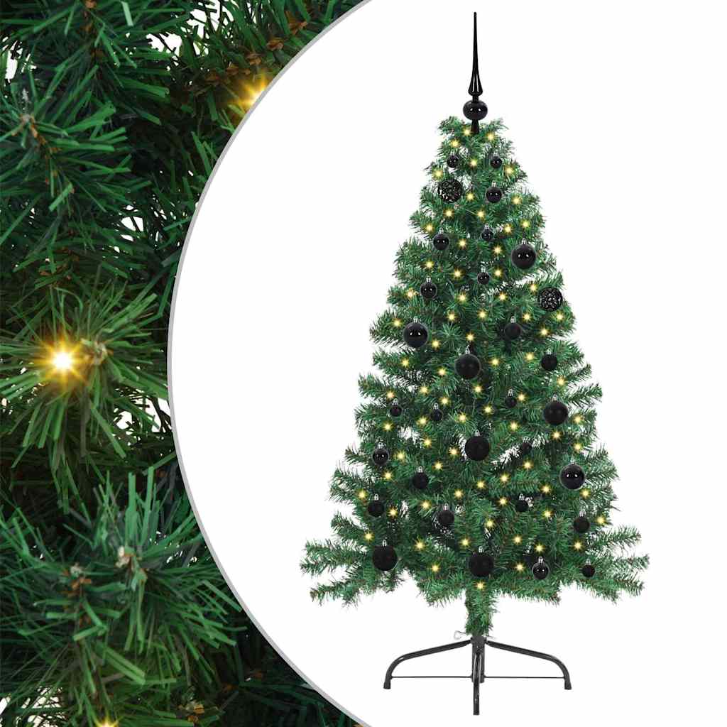 vidaXL Artificial Pre-lit Christmas Tree Green 150 cm PVC - 50479