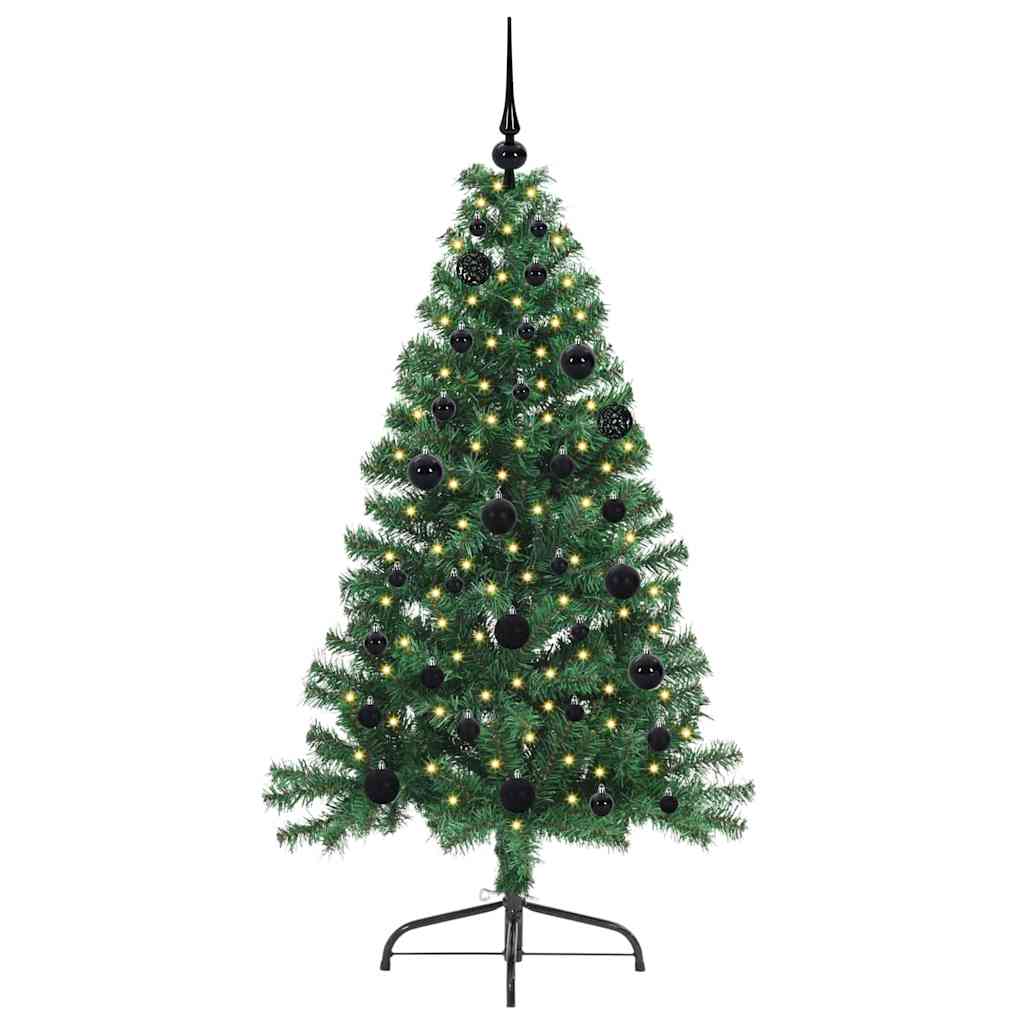 vidaXL Artificial Pre-lit Christmas Tree Green 150 cm PVC - 50479