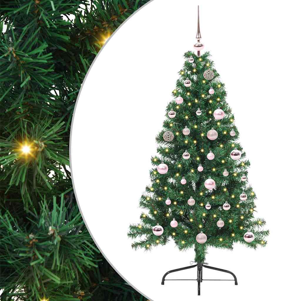 vidaXL Artificial Pre-lit Christmas Tree Green 150 cm PVC - 50482