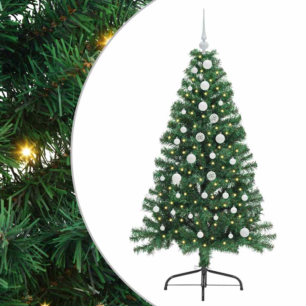 vidaXL Artificial Pre-lit Christmas Tree Green 150 cm PVC - 50487