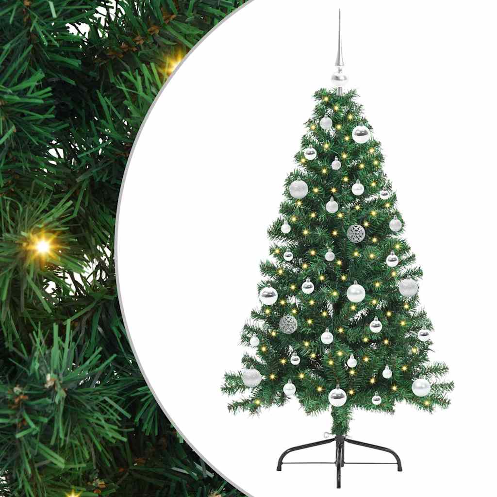 vidaXL Artificial Pre-lit Christmas Tree Green 150 cm PVC - 50492