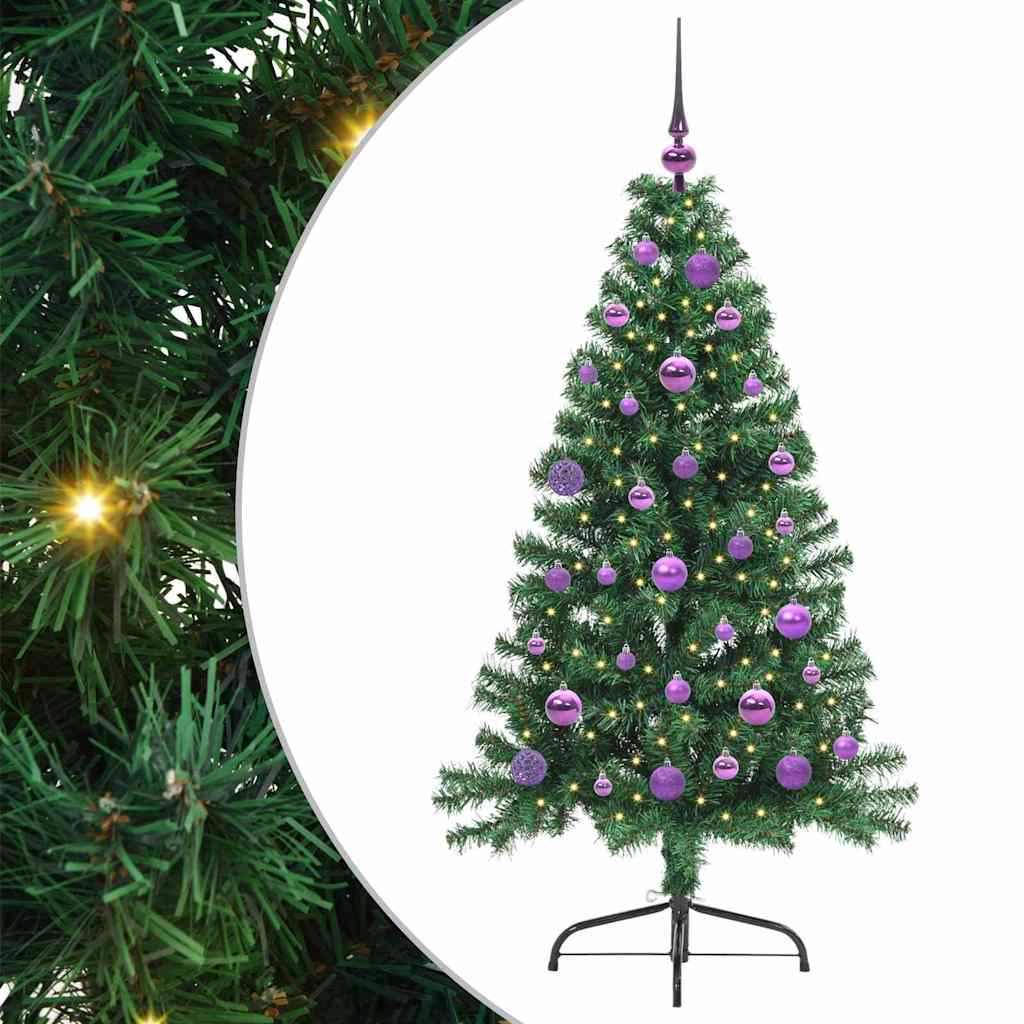 vidaXL Artificial Pre-lit Christmas Tree Green 150 cm PVC - 50495