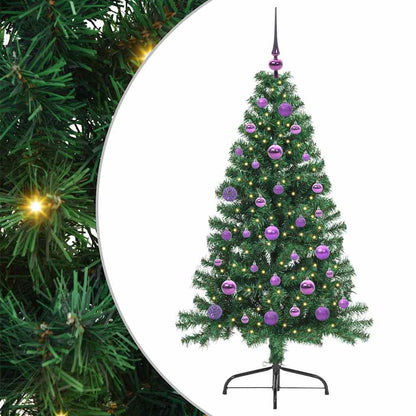 vidaXL Artificial Pre-lit Christmas Tree Green 150 cm PVC - 50495