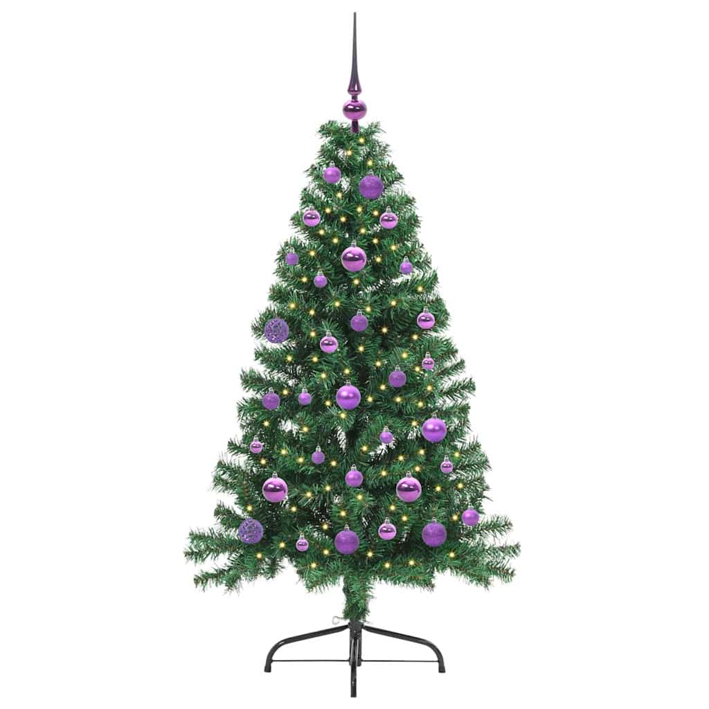 vidaXL Artificial Pre-lit Christmas Tree Green 150 cm PVC - 50495