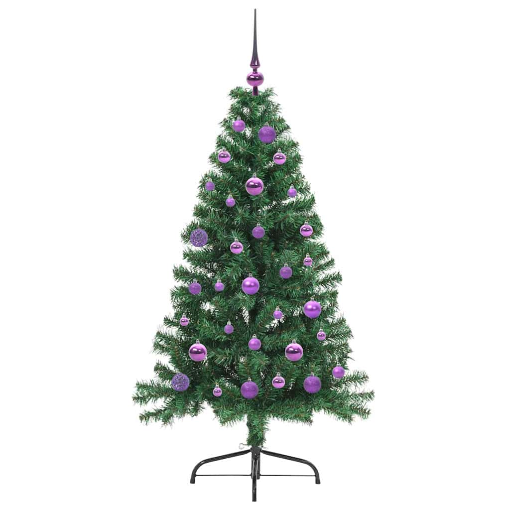 vidaXL Artificial Pre-lit Christmas Tree Green 150 cm PVC - 50495