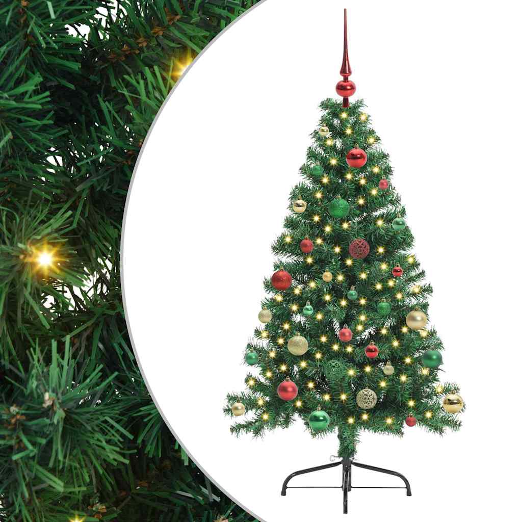 vidaXL Artificial Pre-lit Christmas Tree Green 150 cm PVC - 50509