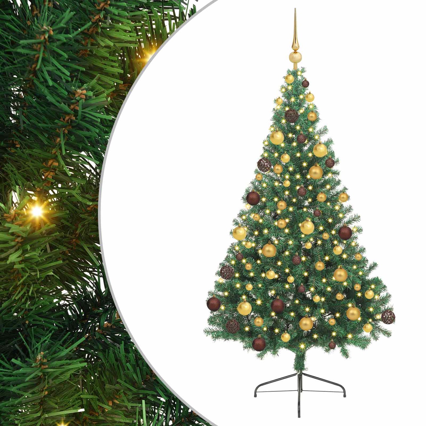 vidaXL Artificial Pre-lit Christmas Tree Green 180 cm PVC - 50520