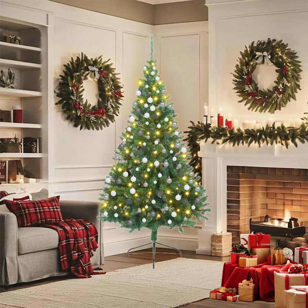 vidaXL Artificial Pre-lit Christmas Tree Green 180 cm PVC - 50527