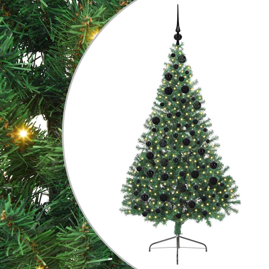 vidaXL Artificial Pre-lit Christmas Tree Green 180 cm PVC - 50529