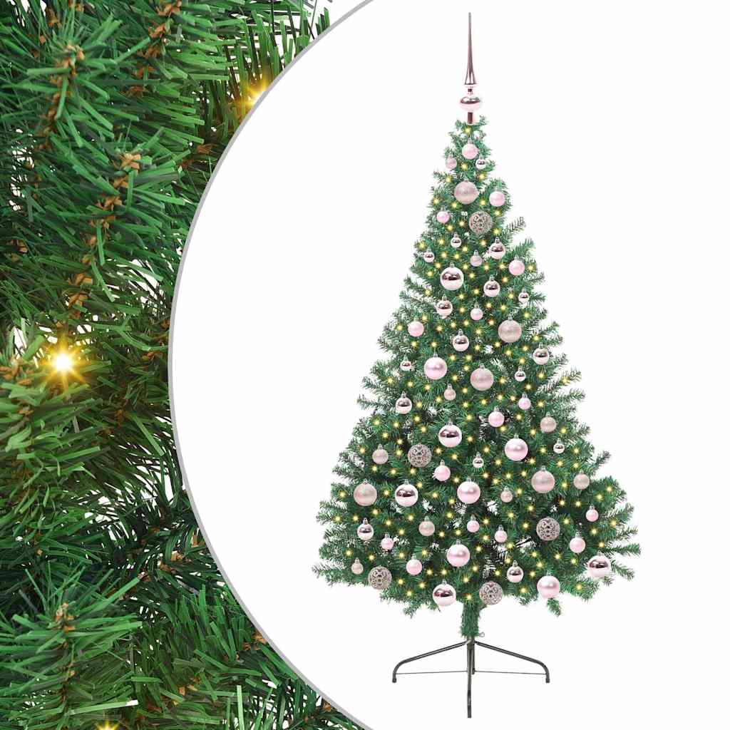 vidaXL Artificial Pre-lit Christmas Tree Green 180 cm PVC - 50534