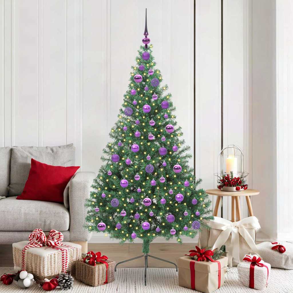 vidaXL Artificial Pre-lit Christmas Tree Green 180 cm PVC - 50536