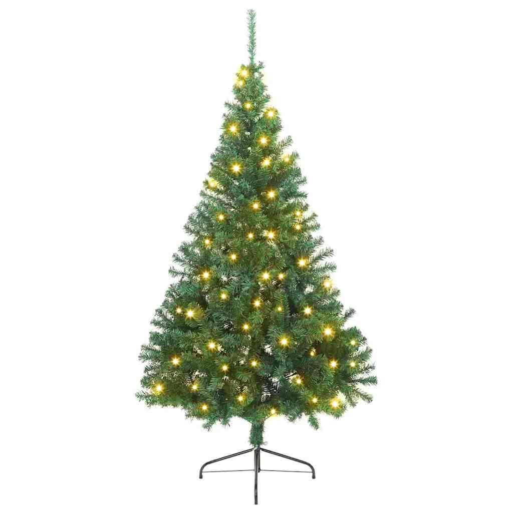 vidaXL Artificial Pre-lit Christmas Tree Green 210 cm PVC