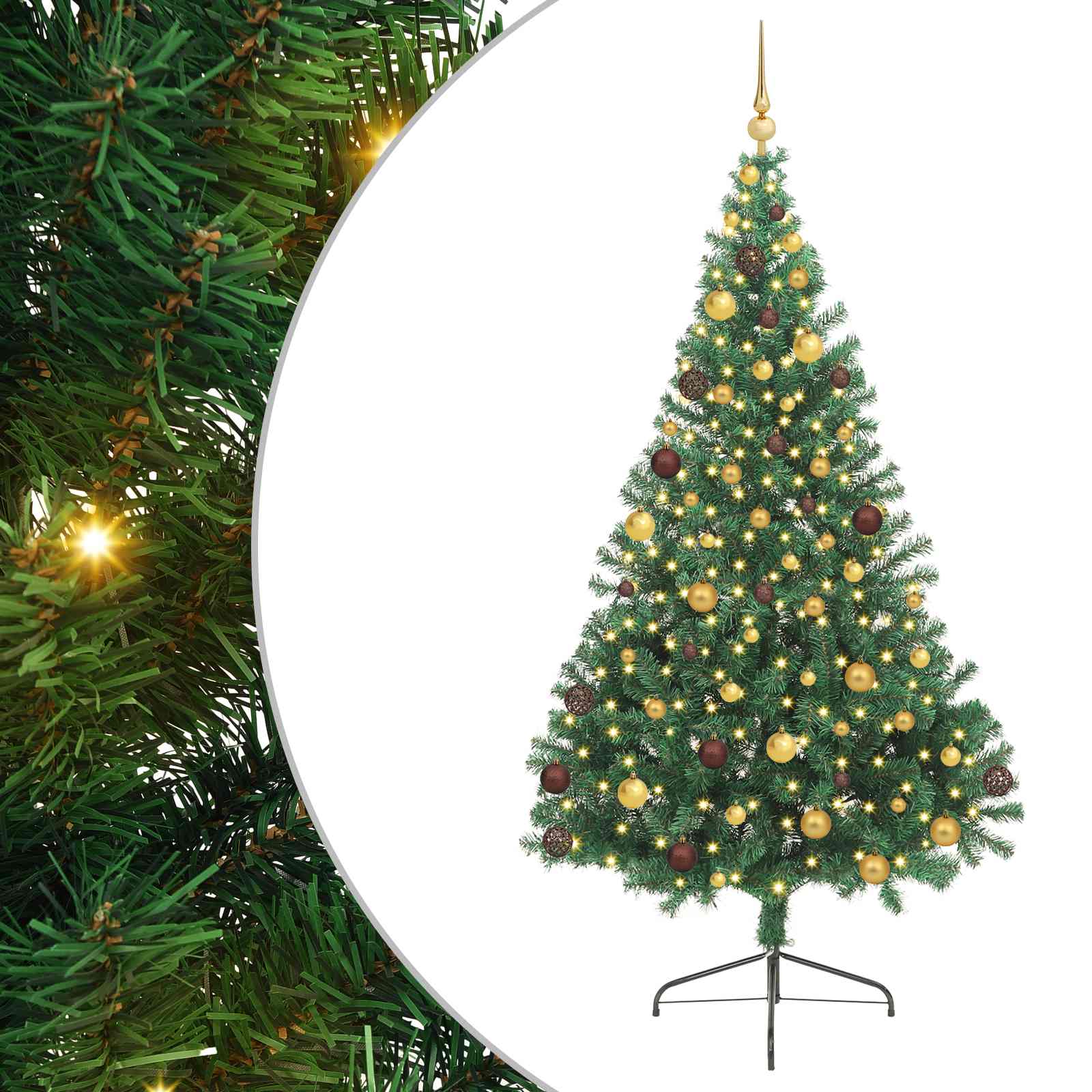 vidaXL Artificial Pre-lit Christmas Tree Green 210 cm PVC - 50554
