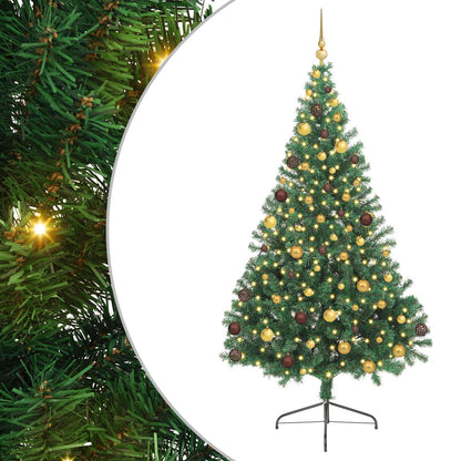 vidaXL Artificial Pre-lit Christmas Tree Green 210 cm PVC - 50554