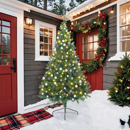 vidaXL Artificial Pre-lit Christmas Tree Green 210 cm PVC - 50563
