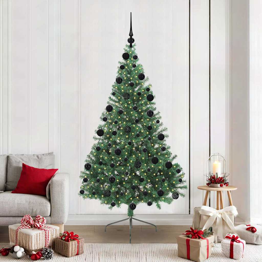 vidaXL Artificial Pre-lit Christmas Tree Green 210 cm PVC - 50565