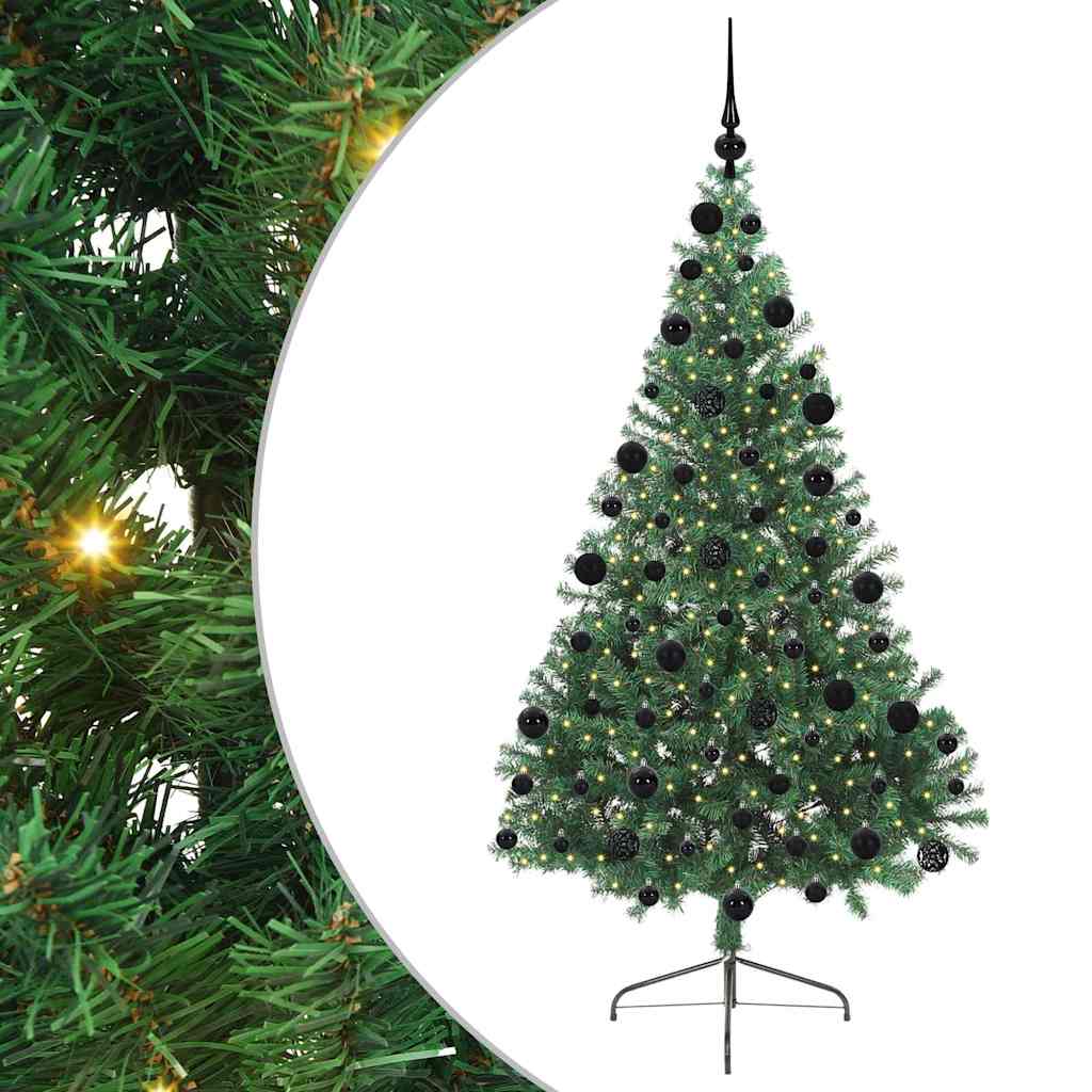 vidaXL Artificial Pre-lit Christmas Tree Green 210 cm PVC - 50565