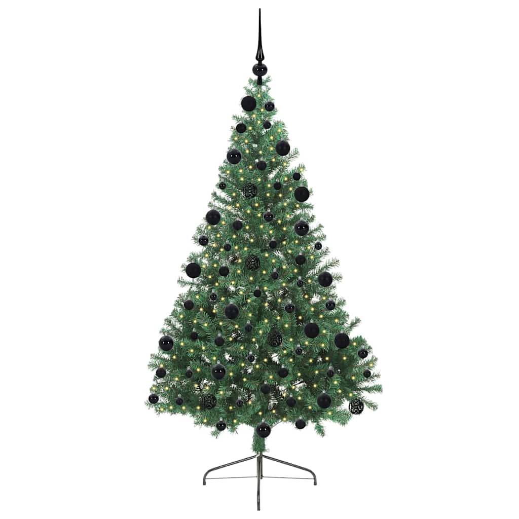 vidaXL Artificial Pre-lit Christmas Tree Green 210 cm PVC - 50565