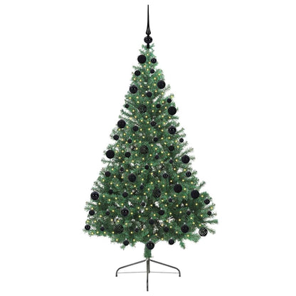 vidaXL Artificial Pre-lit Christmas Tree Green 210 cm PVC - 50565