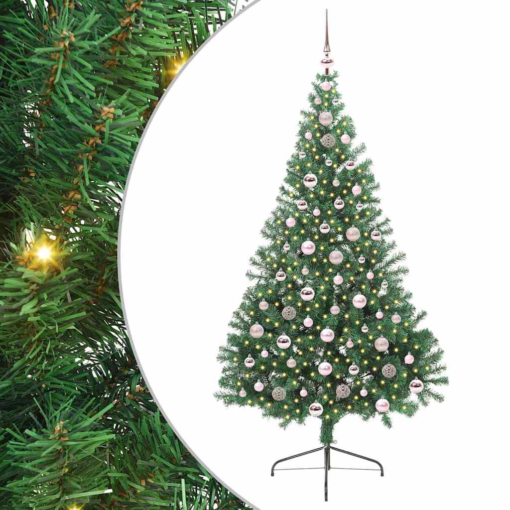 vidaXL Artificial Pre-lit Christmas Tree Green 210 cm PVC - 50569