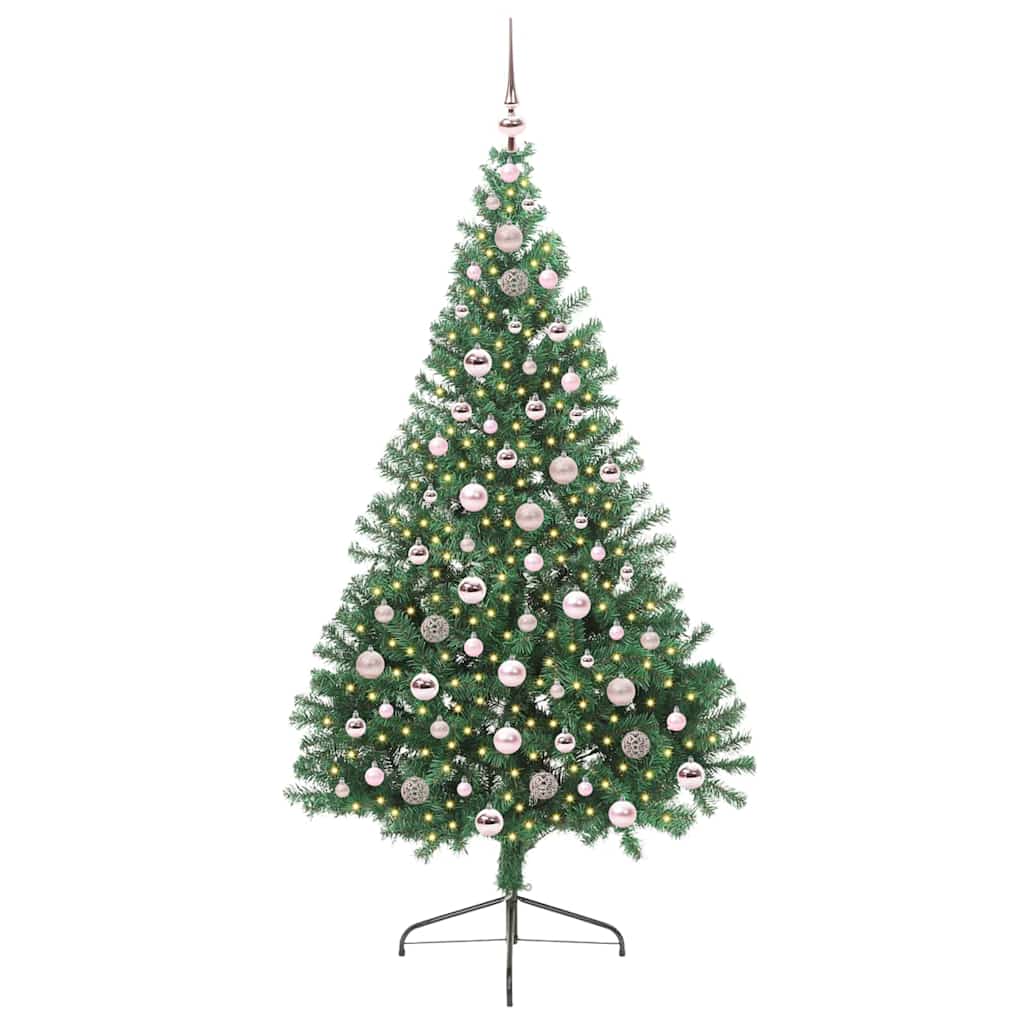 vidaXL Artificial Pre-lit Christmas Tree Green 210 cm PVC - 50569