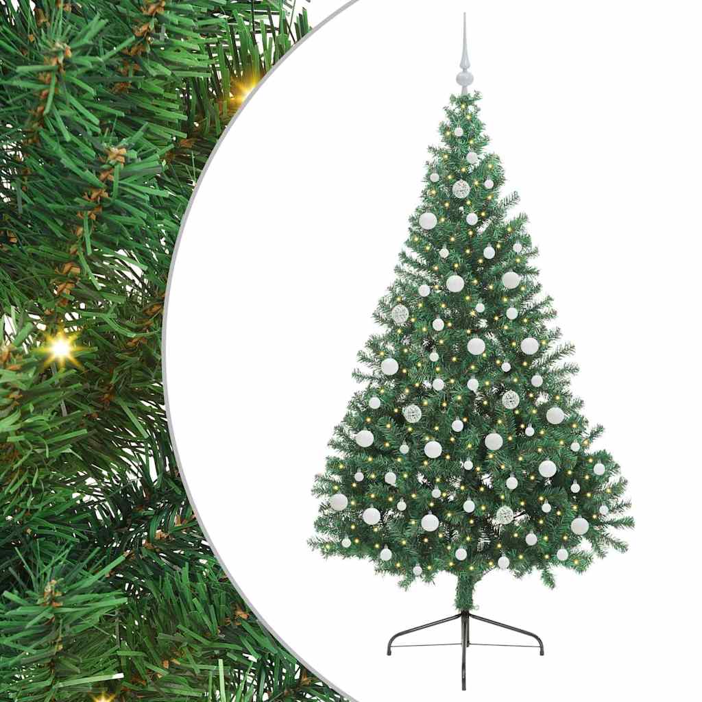 vidaXL Artificial Pre-lit Christmas Tree Green 210 cm PVC - 50572