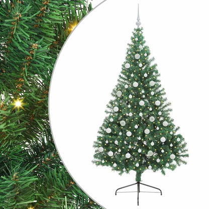 vidaXL Artificial Pre-lit Christmas Tree Green 210 cm PVC - 50572