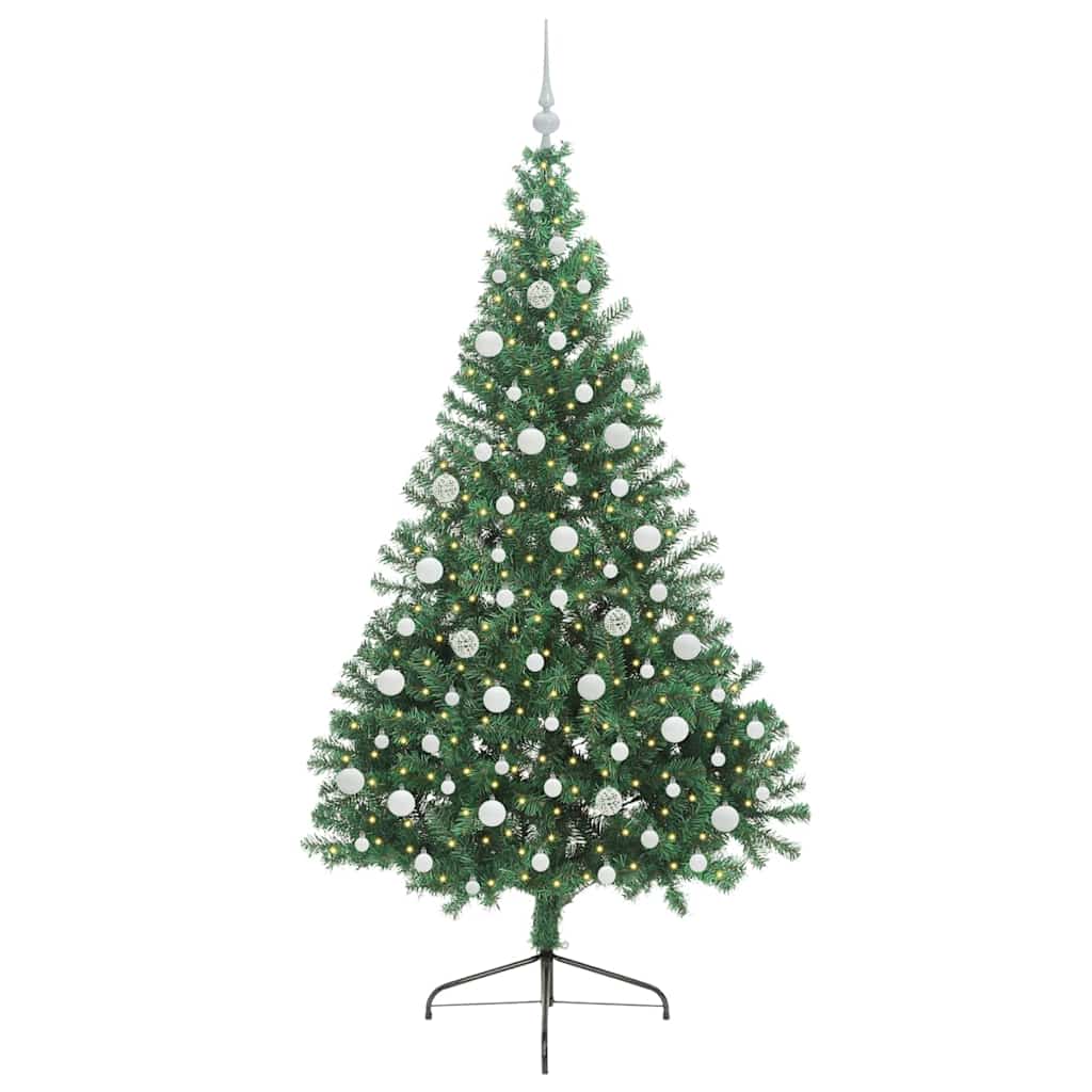 vidaXL Artificial Pre-lit Christmas Tree Green 210 cm PVC - 50572
