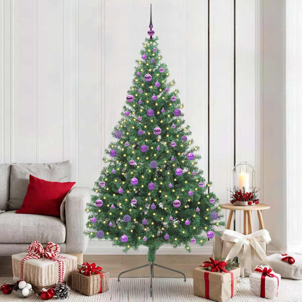 vidaXL Artificial Pre-lit Christmas Tree Green 210 cm PVC - 50573