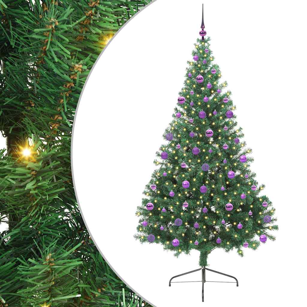 vidaXL Artificial Pre-lit Christmas Tree Green 210 cm PVC - 50573