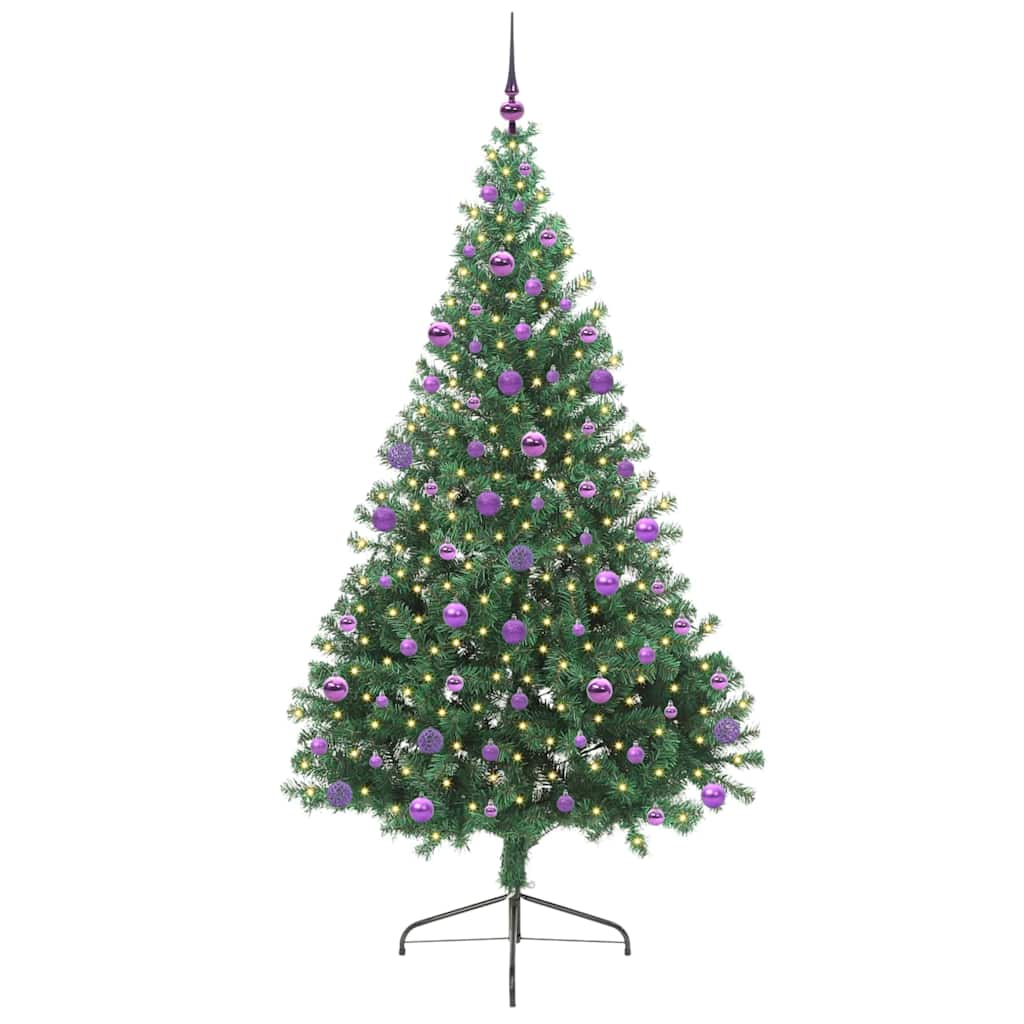 vidaXL Artificial Pre-lit Christmas Tree Green 210 cm PVC - 50573
