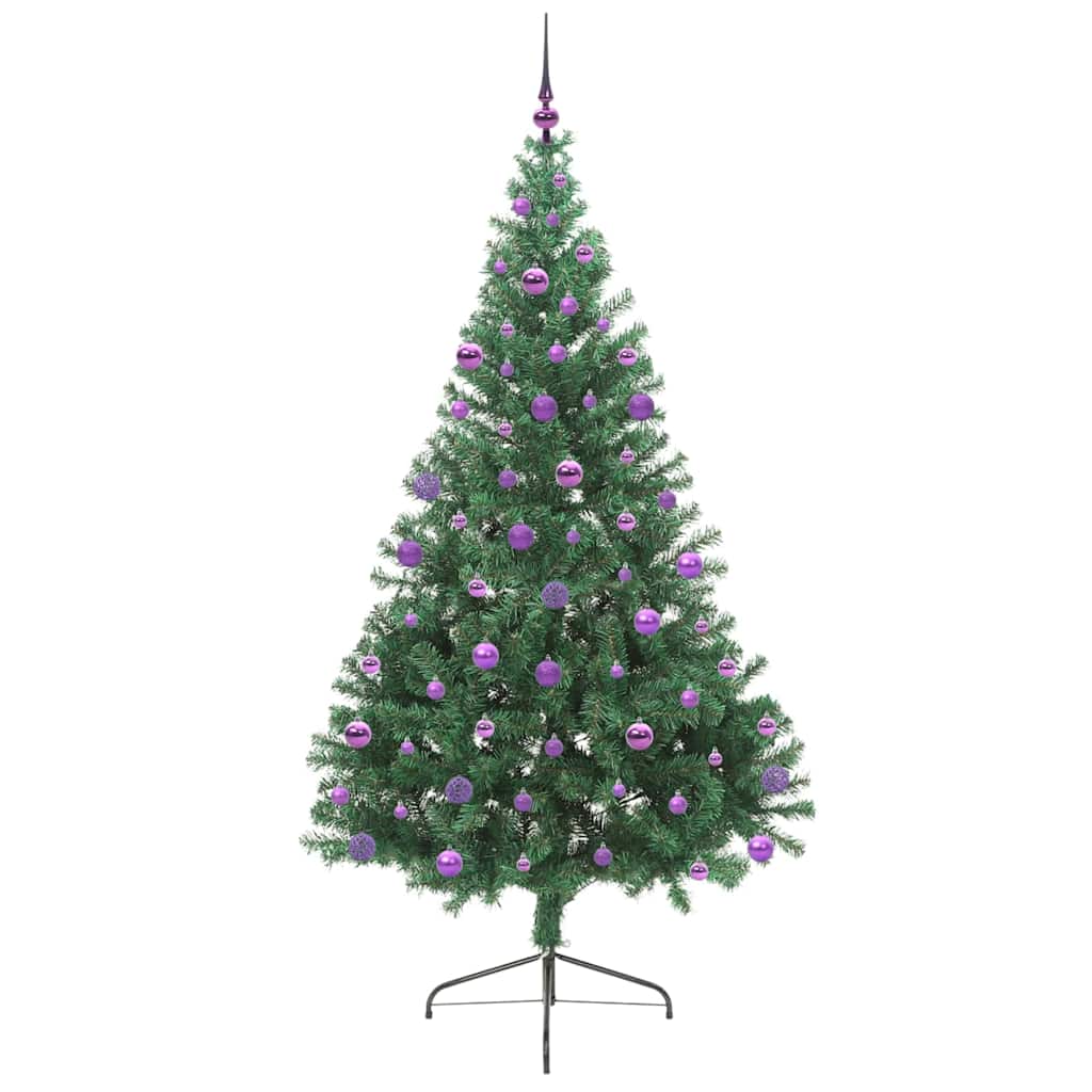 vidaXL Artificial Pre-lit Christmas Tree Green 210 cm PVC - 50573