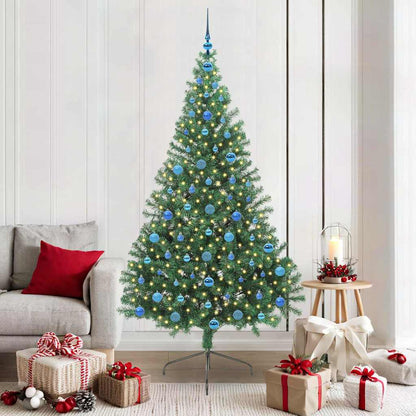 vidaXL Artificial Pre-lit Christmas Tree Green 210 cm PVC - 50574