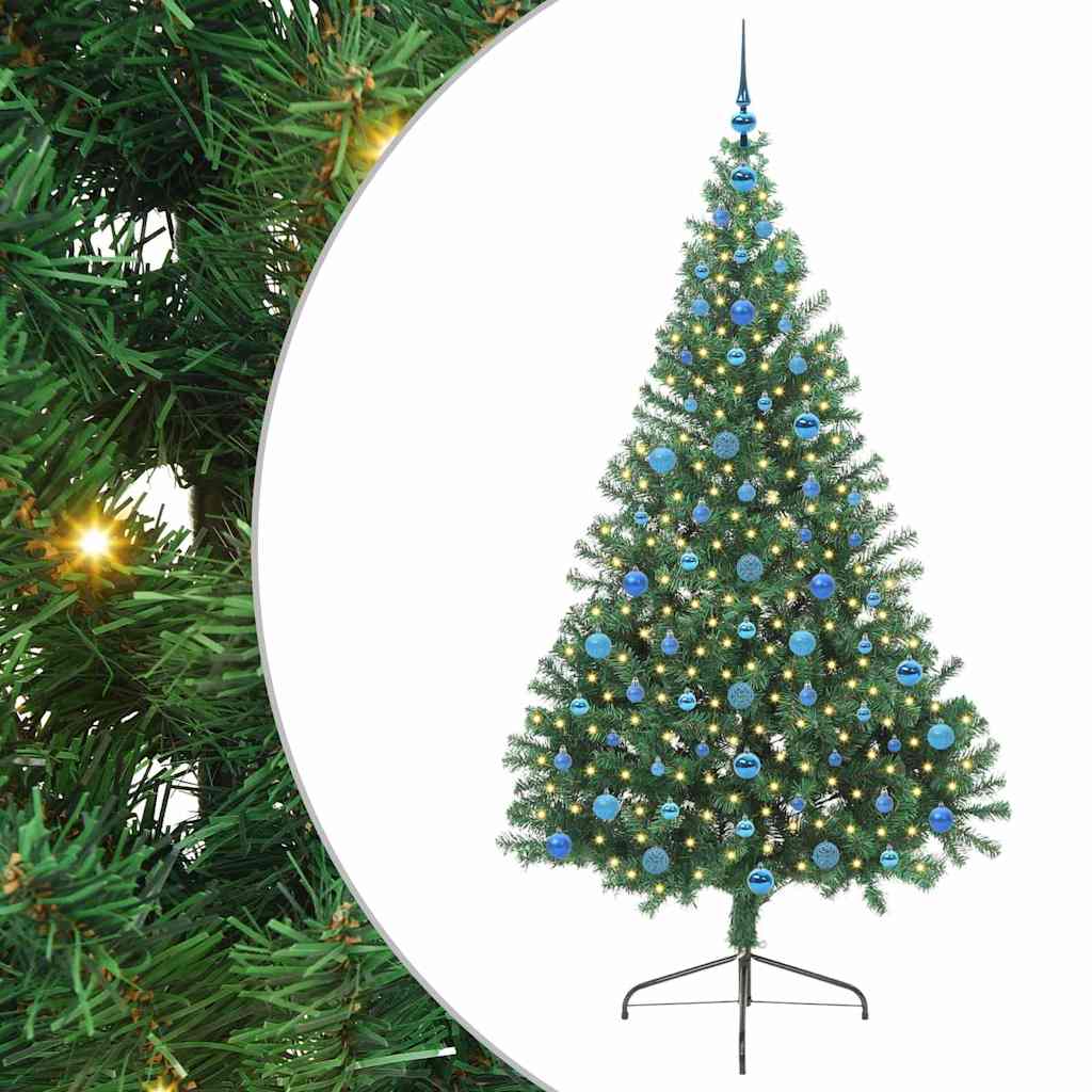 vidaXL Artificial Pre-lit Christmas Tree Green 210 cm PVC - 50574