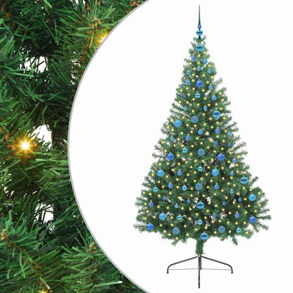 vidaXL Artificial Pre-lit Christmas Tree Green 210 cm PVC - 50574