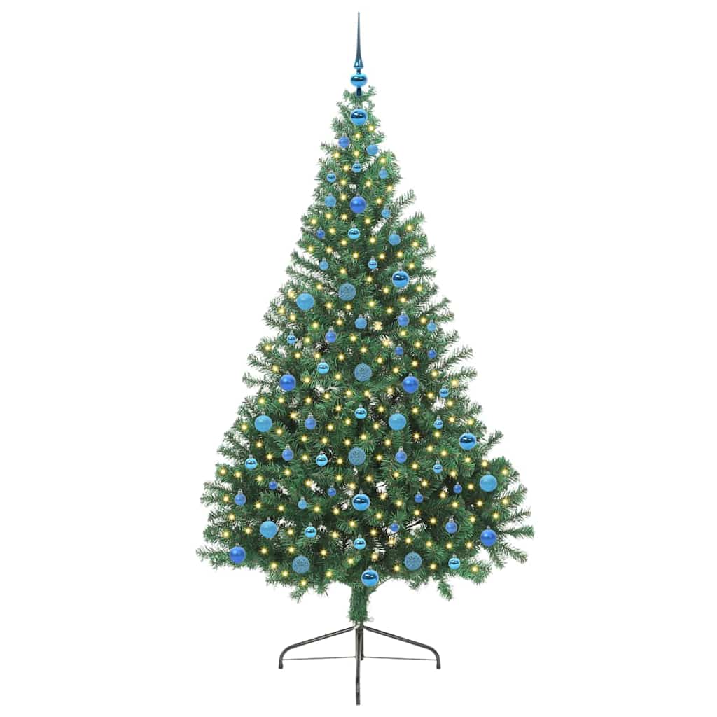 vidaXL Artificial Pre-lit Christmas Tree Green 210 cm PVC - 50574