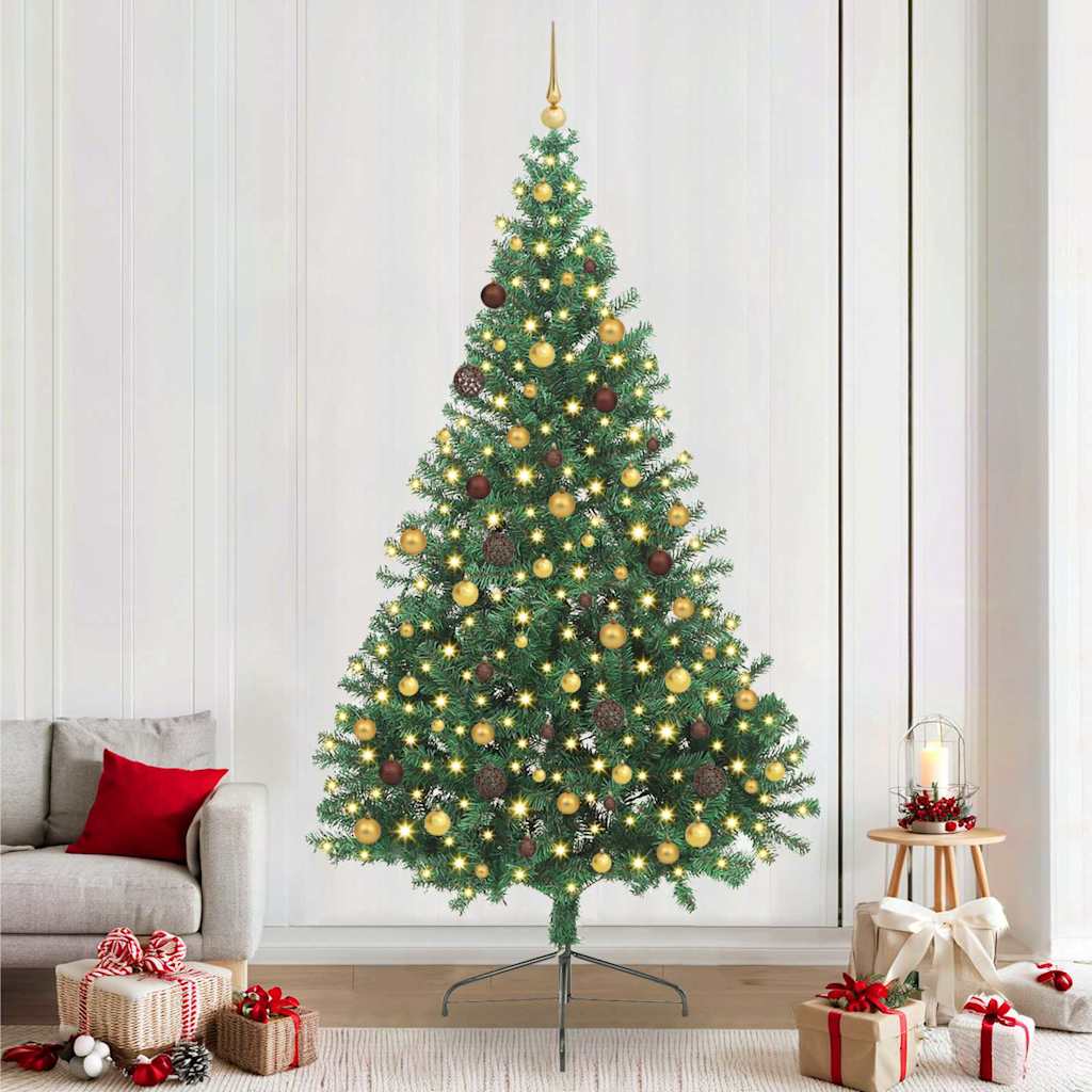 vidaXL Artificial Pre-lit Christmas Tree Green 240 cm PVC - 50598