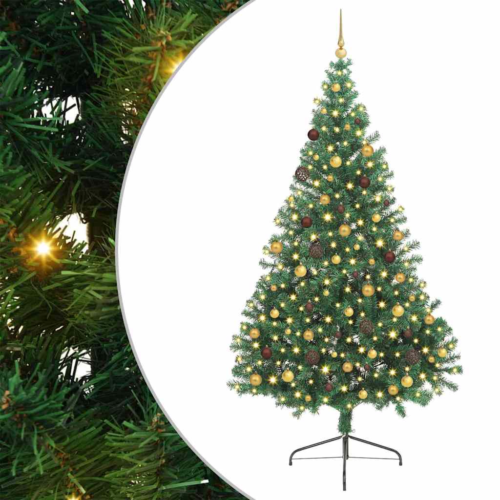 vidaXL Artificial Pre-lit Christmas Tree Green 240 cm PVC - 50598