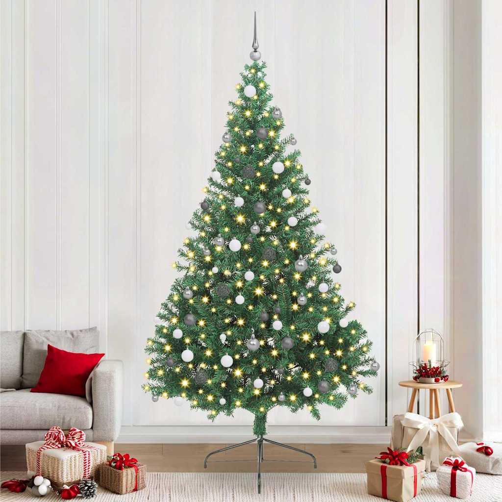 vidaXL Artificial Pre-lit Christmas Tree Green 240 cm PVC - 50603