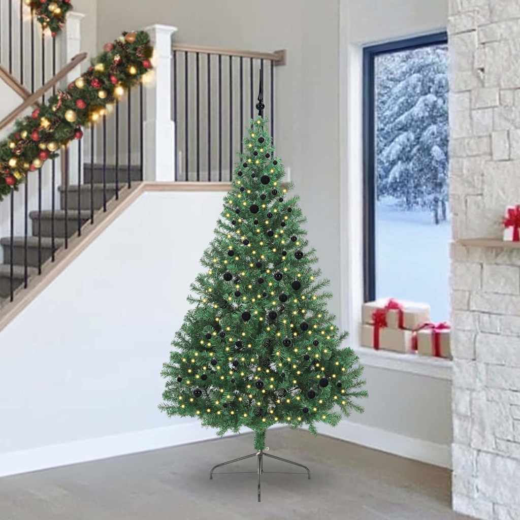 vidaXL Artificial Pre-lit Christmas Tree Green 240 cm PVC - 50605