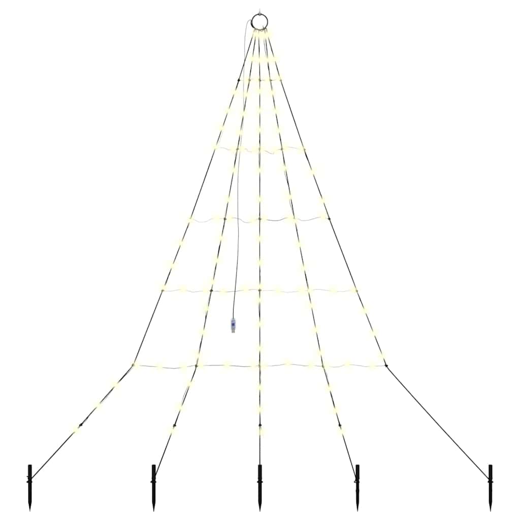 vidaXL LED Christmas Tree with Ground Spikes Warm White 182 cm Metal