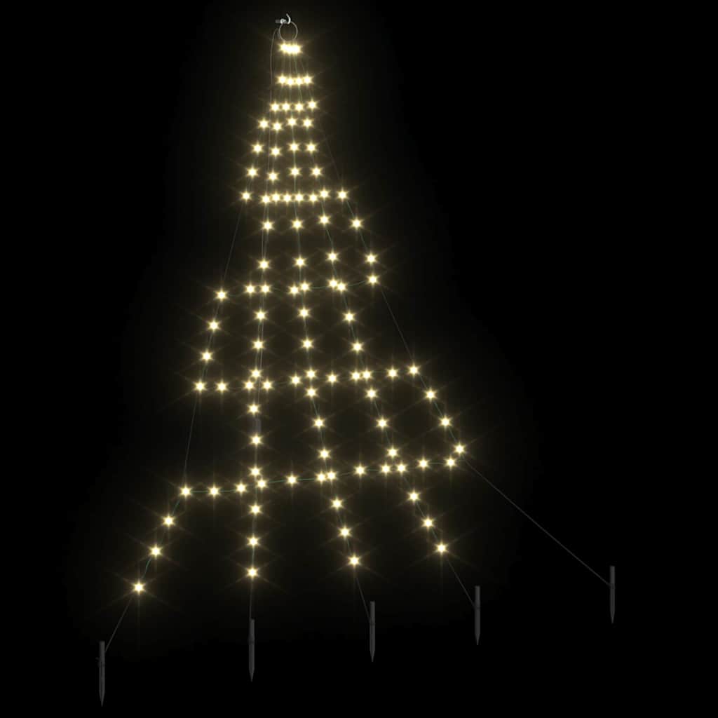 vidaXL LED Christmas Tree with Ground Spikes Warm White 182 cm Metal