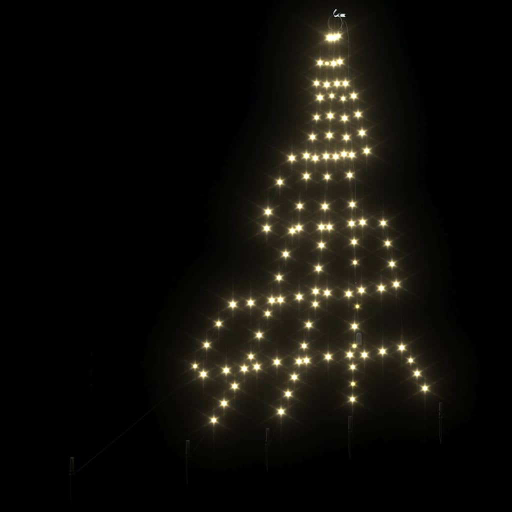 vidaXL LED Christmas Tree with Ground Spikes Warm White 182 cm Metal