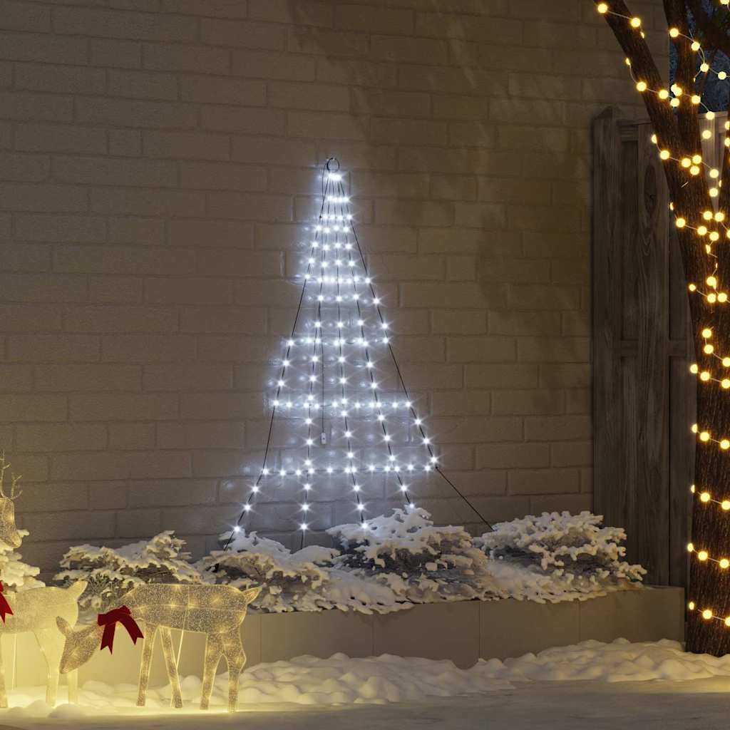 vidaXL LED Christmas Tree with Ground Spikes Cool White 182 cm Metal