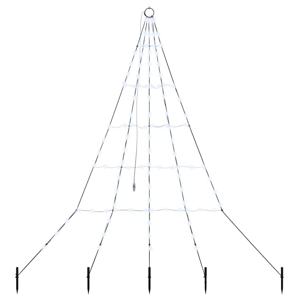 vidaXL LED Christmas Tree with Ground Spikes Cool White 182 cm Metal