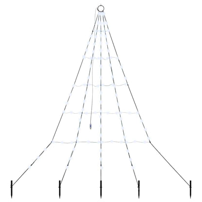 vidaXL LED Christmas Tree with Ground Spikes Cool White 182 cm Metal
