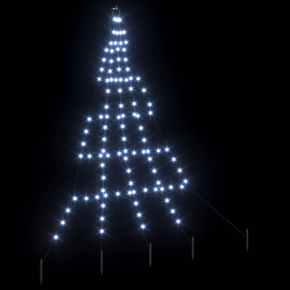 vidaXL LED Christmas Tree with Ground Spikes Cool White 182 cm Metal